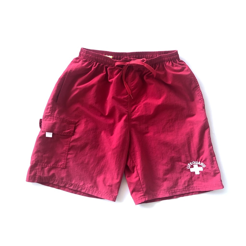M Lifeguard Shorts Swim Trunks Red M Men’s lined - Picture 2 of 6
